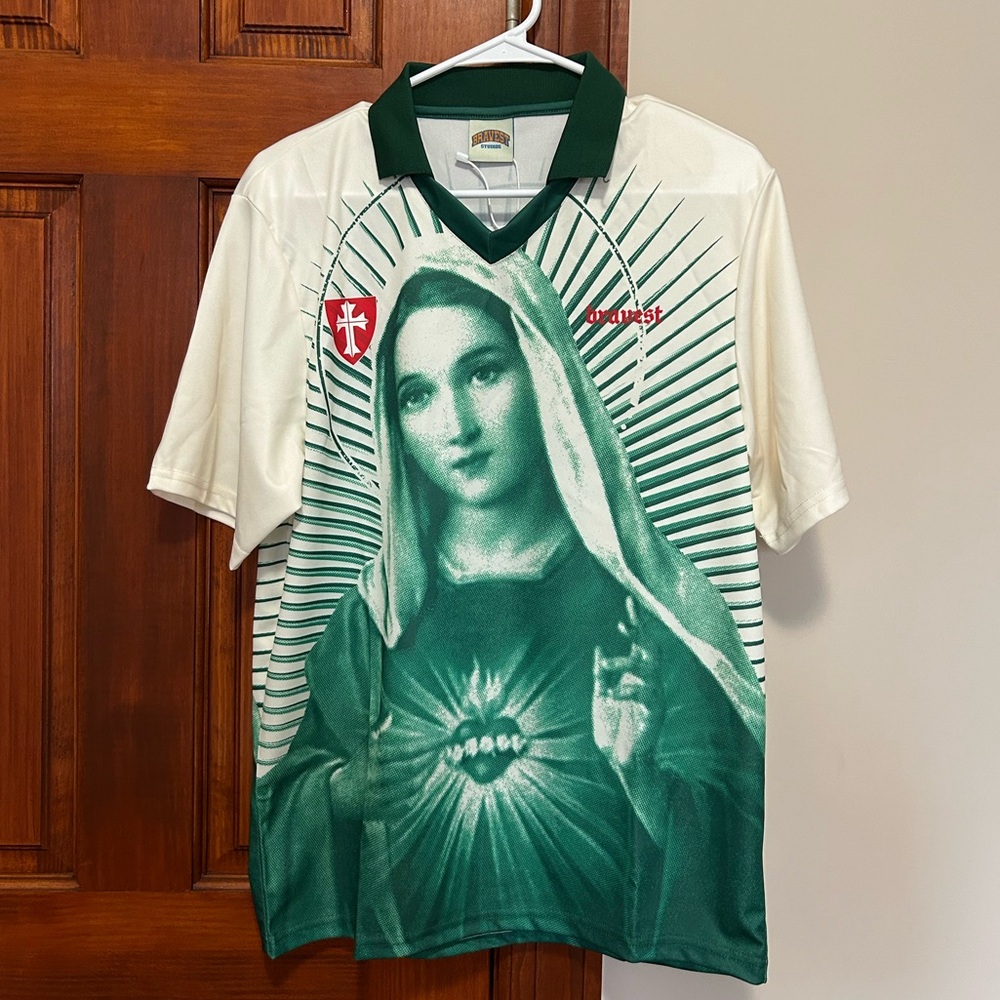 Bravest Studios Green and White Graphic Jersey